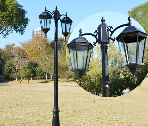大同欧式户外LED灯3米双头庭院灯三头防水广场别墅灯防锈公园广场灯头